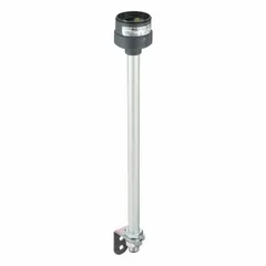 Wall-mount bracket for XVU series modular tower lights. Includes a 400 mm aluminum pole, black housing, IP32 rating, and push-in terminal connection. Overall height 3 5/8 in. For pole mounting in industrial signaling applications.