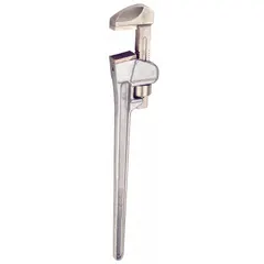 Nonsparking straight pipe wrench with 10 in overall length and 2 1/2 in jaw capacity. Serrated jaws provide positive grip on pipes and fittings. I-Beam handle constructed from aluminum for strength and nonsparking safety. Suitable for turning pipes in environments where sparking tools are prohibited.