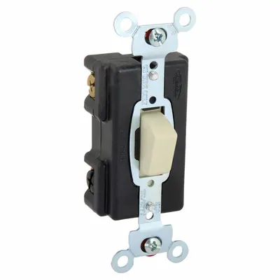 HUBBELL Wall Switch: Push Button Switch, 3-Way, Maintained, Ivory, 120/277V AC - Push-Button Wall Switches
