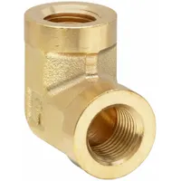 This 90° elbow fitting connects two 1/8 in female NPT threaded ports, allowing directional change in piping systems. Rated for maximum operating pressure of 2,900 psi, it is suitable for high-pressure fluid conveyance in industrial hydraulic and pneumatic applications