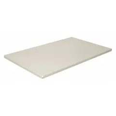 Replacement shelf for Sandusky Lee brand equipment. Measures 46 inches wide by 24 inches deep with a putty finish. Compatible with models 8DYK6, TA4R 462472-07, and 8W320. Provides additional storage surface for organizing tools, parts, or supplies in industrial or warehouse settings.