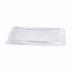 Glass staining dish with cover for manual slide staining procedures. Holds up to 40 standard microscope slides. Dimensions: 121 mm height, 90 mm width, 66 mm depth. Suitable for histology and microbiology staining applications.