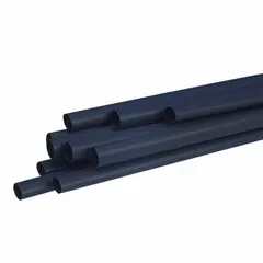 Standard heat shrink tubing with 1.5 in inner diameter before shrinking and 0.75 in after shrinking. 100 ft length, black color. Used to insulate and protect electrical wires, cables, and connections from moisture, abrasion, and environmental damage.
