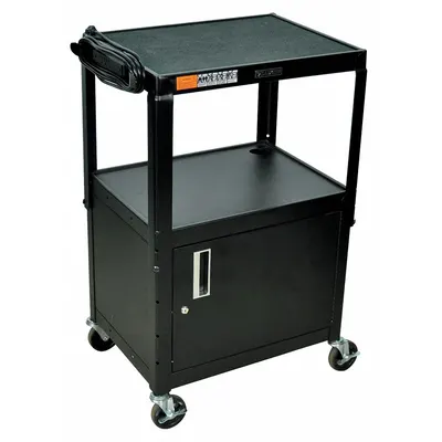 OEM AV Cart with Adjustable-Height Steel Shelves & Steel Storage Cabinet - AV Carts with Adjustable-Height Steel Shelves & Steel Storage Cabinets