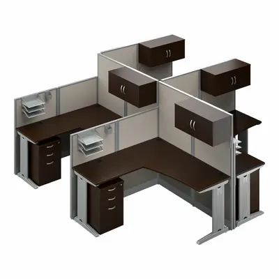 BUSH BUSINESS FURNITURE Modular Cubicle Workstation with Privacy Panels - Office Cubicles with Privacy Panels