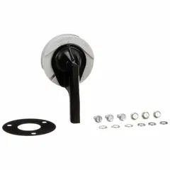 Handle assembly accessory for manually operating PowerPact H and J circuit breakers. Includes a 3-inch black handle. Configured for 3 poles. Suitable for use in industrial power distribution panels and motor control centers.