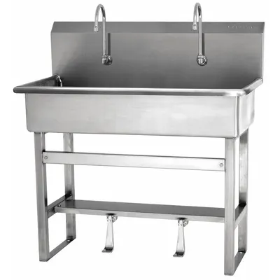 SANI-LAV Two-Station Freestanding Wash Station with Faucets - Two-Station Freestanding Wash Stations with Faucets
