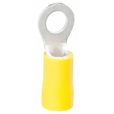 GARDNER BENDER Ring Terminal: Yellow, Vinyl Insulation, #10/#8 Stud Size - Insulated Ring Terminals