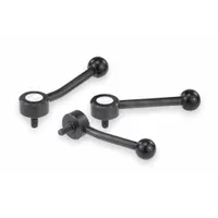 This low-profile adjustable tension lever from KIPP features a threaded stud with 1/2"-13 thread and 40 mm thread length. The steel construction and 148 mm overall length make it suitable for clamping and positioning in jigs, fixtures, and machinery where space is limited