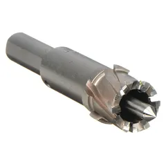 This annular cutter has a 13/16 in cutter diameter and a 1/2 in max cutting depth. It features a bright finish, carbide-tipped alternate-tooth design, and includes a pilot pin. Suitable for cutting clean holes in metal using magnetic drill presses or portable drills.