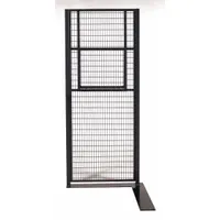 This woven-wire partition component is used to create service windows or pass-through openings in industrial facilities. It is constructed from steel with a gray powder-coated finish. The panel measures 10 ft in height, 4 ft in width, and 1 1/4 in in depth. Mounting hardware is not included