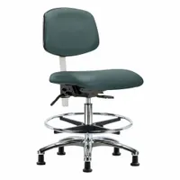 Cleanroom Task Chair: Vinyl, Armless, Ht Range 21 1/2 in to 29 in, 18 1/2 in Seat Wd, 17 in Seat Dp (MPN BR-NCR-VMBCH-CR-T0-A0-CF-RG-8546)