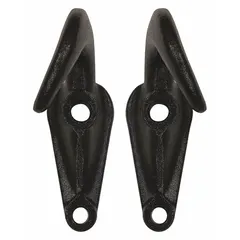 This forged steel tow hook from BUYERS PRODUCTS measures 8-1/2 inches in overall length and 5-1/2 inches in overall width, with a black finish. It provides a secure attachment point for tow straps or chains in vehicle recovery and towing applications.