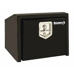 This single drop-down door box is constructed from black steel and features a keyed lock for security. It is designed for underbody mounting on trucks to provide organized storage for tools and equipment in fleet and vehicle maintenance applications.