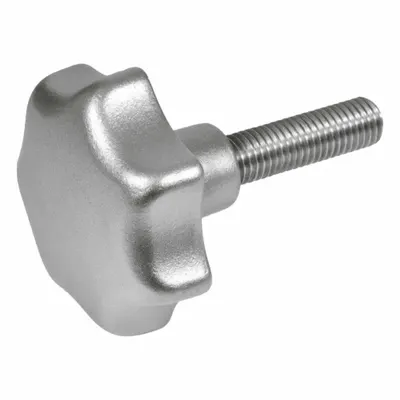 JW WINCO Stainless Steel Hand Knobs; Stainless Steel Star Knobs: 7 Point, Stainless Steel - Corrosion-Resistant 7-Arm Knobs with Threaded Stud