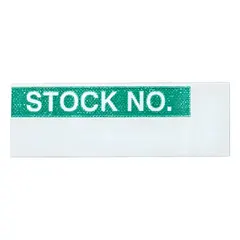 Green/white vinyl cloth label with matte finish, 1/2 in height, rectangular, English text, 25 per pack. Used for asset tracking and inventory identification on bins, shelves, and equipment in industrial facilities.