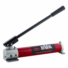 This hydraulic hand pump is a single-acting, two-stage unit delivering a maximum first-stage pressure of 200 psi. It is designed for use with single-acting cylinders and standard hydraulic fluids. Typical applications include lifting, pressing, and tensioning in industrial maintenance, construction, and manufacturing settings.