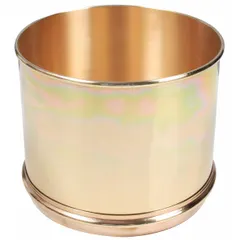Brass sieve pan with 8-inch overall diameter and 6-inch overall depth. Designed for use with standard 8-inch test sieves in particle size analysis of aggregates, soils, and granular materials.