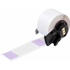This precut wraparound label measures 2 1/2 in x 1 in and is made of vinyl with a purple matte finish. It is designed for wire gauges from 6 AWG to 0 AWG and is compatible with the M610 printer series, requiring the M7-R4300 ribbon. Typical applications include permanent identification of wires in electrical panels, control cabinets, and cable management systems.