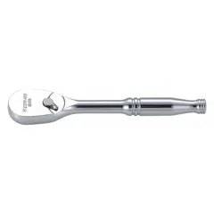 This standard-head ratchet features a reversible operation and a chrome finish. With a 5-inch overall length and a 4.3° minimum arc swing, it is suited for general ratcheting tasks in confined spaces.