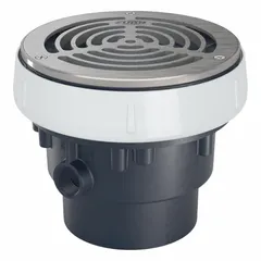 This ZURN height adjustable floor drain features a 6 in stainless steel mesh screen grate and a 4 in solvent weld connection. Constructed of ABS in silver, it is used for collecting and removing surface water in commercial and industrial drainage applications such as parking garages, mechanical rooms, and food processing areas.