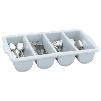 VOLLRATH Cutlery Holder, Gray Polyethylene, 4 Compartments, 3 3/4 in H - Furnishings, Appliances and Hospitality