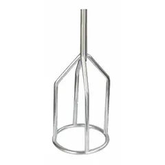 Single paddle for mixing all viscosity materials such as paints, coatings, adhesives, and construction compounds. Features an M14 threaded connection for attachment to standard power mixers. Length 24 in, diameter 5 33/64 in. Manufacturer part number BNR009-140.
