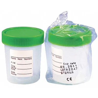 GLOBE SCIENTIFIC Collection Cup: 4 fl oz Capacity - oz, 118 mL Capacity - mL, Sterile - Sterile Medical Specimen Containers