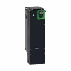 Three-phase variable speed drive for 200-240V AC input and output, supporting 30 to 40 hp motors. Chassis style with IP55 enclosure, black/green color. Suitable for industrial applications such as pumps, fans, and conveyors requiring motor speed control.