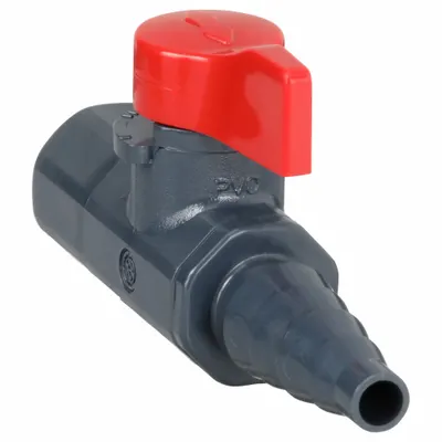ASAHI Manual Two-Way Ball Valve: 1/4 in, PVC, Straight, FNPT x Barb - PVC Ball Valves