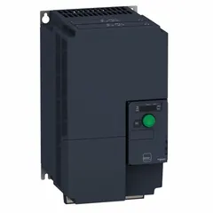 The SCHNEIDER Altivar ATV320D11N4C is a compact variable frequency drive with three-phase input and three-phase output, rated 15 hp. It features an IP20 enclosure, no bypass, and a black/green color. Suitable for speed and torque control of three-phase induction motors in applications such as conveyors, pumps, fans, and compressors.