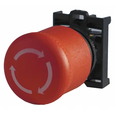 EATON Emergency Stop Push Button: Red, 22 mm Mounting Size, Non-Metallic - Mushroom-Head Push-Button Operators