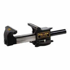 This hydraulic bench vise provides 5 tons of clamping force with an 8-inch maximum jaw opening. It includes an air control valve for operation; pump is not included. Suitable for clamping and holding heavy workpieces in industrial maintenance, fabrication, and repair shops.