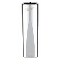 This 3/8 in drive, 14 mm socket features a 6-point deep well design for accessing recessed fasteners. The chrome finish resists corrosion, and the anti-roll geometry prevents the socket from rolling on sloped surfaces. Suitable for tightening or loosening metric hex fasteners in general mechanical work.