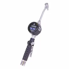 This digital metered manual dispense gun features pressure-activated operation with a maximum flow rate of 8 gpm. It has a stainless steel nozzle body and spout with a rigid nozzle extension and a 1/2 in NPT spout connection. Wetted materials include acetal, aluminum, carbon steel, Geolast, nitrile rubber, and stainless steel. Suitable for precise dispensing of lubricants, adhesives, and other non-corrosive fluids in industrial fluid transfer applications.