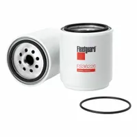 Spin-on fuel/water separator for diesel fuel systems. Overall length 5 1/16 in, outside diameter 4 5/16 in, thread size 1"-14. Media material is plastic. Used to remove contaminants and water from fuel in heavy-duty trucks, agricultural equipment, and industrial engines