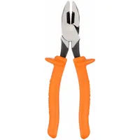 Linemans Plier: Insulated, Flat, 9 3/4 in Overall Lg, 1 5/8 in Jaw Lg, 1 3/8 in Jaw Wd, 9 - 11 in (MPN D213-9NE-INS)