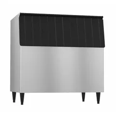 This ice bin stores up to 700 lb of ice in a top-hinged, stainless steel, FPT design. Dimensions: 46 in Ht, 44 in Wd, 32 1/2 in Dp. Suitable for use with modular ice machines in commercial kitchens, bars, and foodservice operations.