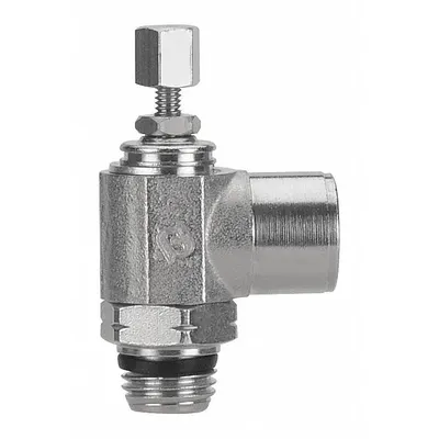 AIGNEP USA Universal Flow Control: Elbow Fitting, Knob, 1/8 in Valve Body Size - Elbow-Style Speed Control Valves