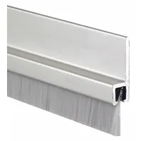 This metal leaf weatherstripping measures 8 ft in length, 1-1/8 in width, and 1-1/8 in height. It features an aluminum flange and a nylon brush insert. Used to seal gaps around doors, it helps block drafts, dust, and insects in commercial and industrial settings