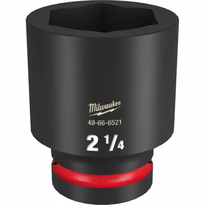 MILWAUKEE Deep Impact Socket: 1 in Drive Size, SAE, 2 1/4 in Socket Size, 6-Point - 1" Drive Impact Sockets