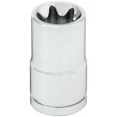 This socket is designed for use with E11 external Torx fasteners. It features a 1/2" drive size and standard depth, constructed from chrome. Suitable for tightening or loosening Torx bolts in automotive, machinery, and industrial applications. Not tether capable.