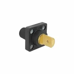 Female single pole receptacle from LEVITON Series 16 with straight taper nose mating and half-round with tapped hole termination. White finish. Designed for bus bar terminations in industrial electrical distribution systems such as panelboards and switchgear.