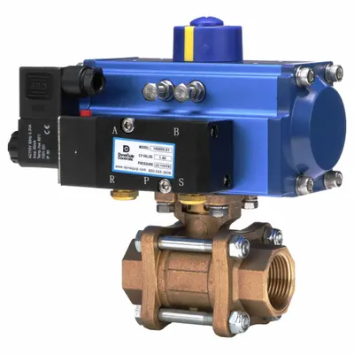 DYNAQUIP CONTROLS Pneumatically Actuated Two-Way Ball Valve: 2 in Size, Bronze - Bronze Pneumatically-Actuated Ball Valves