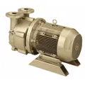 1-stage motor-mounted liquid ring vacuum pump rated at 100 cfm, 7.5 hp, with a maximum vacuum of 29 in Hg. Casing and internals are constructed from 316 stainless steel for corrosion resistance. Suitable for industrial vacuum applications handling moist or aggressive vapors.