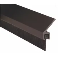 This metal leaf weatherstripping is 4 ft long, 1 in wide, and 1 in high. It has an aluminum flange and a nylon brush insert. Used to seal gaps around doors, it helps block drafts, dust, and insects