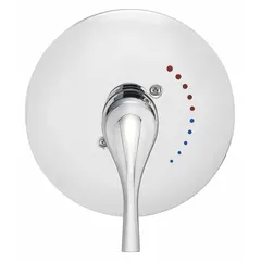 This valve trim kit is designed for use with CPV-12000 Speakman shower valves. It includes a circular plastic trim plate with a chrome finish and a zinc handle. Suitable for bathtub and shower installations requiring a replacement or upgrade trim.