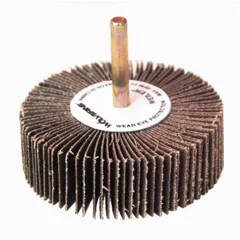 This 60-grit aluminum oxide flap wheel from the Weiler Wolverine series is designed for blending, deburring, and finishing all metals. The 1/4-inch straight-shank fits die grinders and rotary tools for light stock removal and surface preparation on steel, stainless steel, and aluminum.