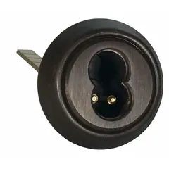 This BEST rim cylinder features an interchangeable core design in bronze finish. It is configured for 7-pin core systems and includes a 3/16 in ring. Commonly used in commercial door hardware applications where key control and core interchangeability are required.