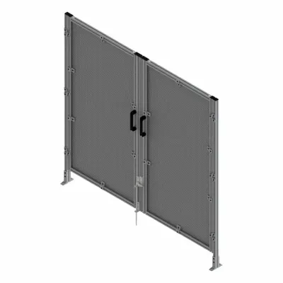 FAZTEK T-Slot Framing System Door: Stand-Alone, Gray, Double Swing - Wire Mesh Standalone Door Kits